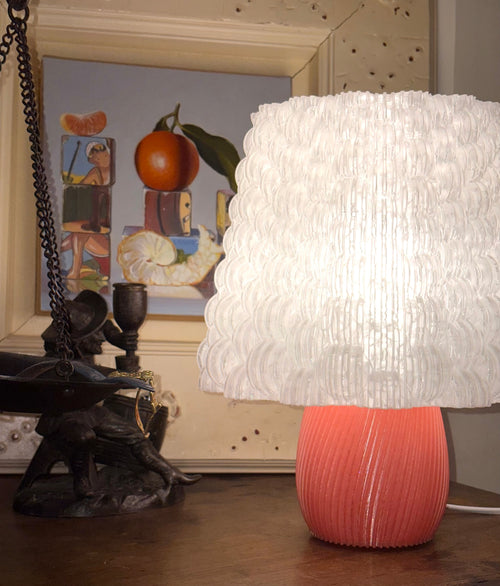 lampe de table lumibubble blanc et rose