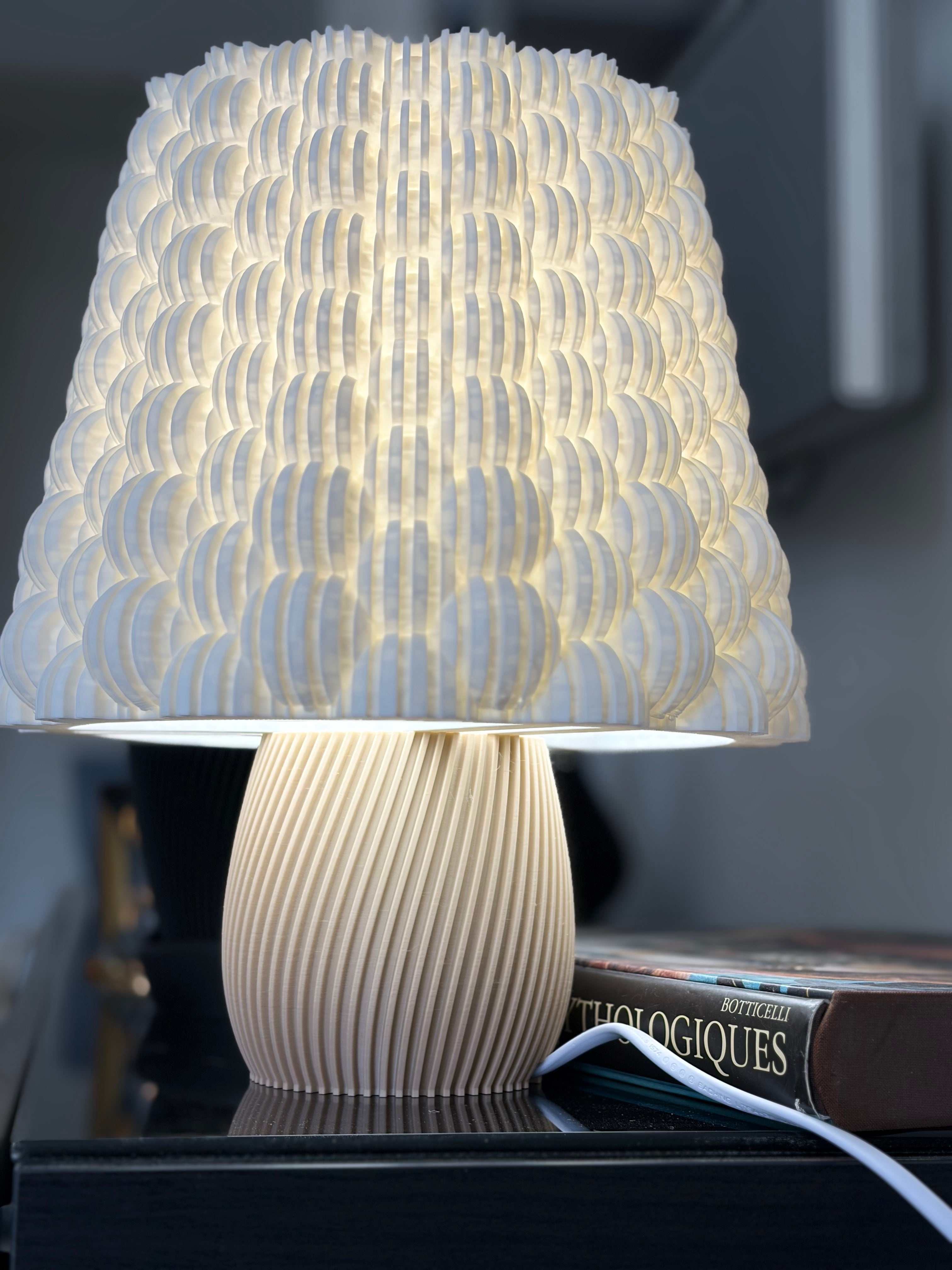 Lampe lumibubble caramel et blanc
