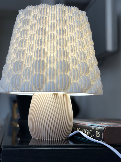 Lampe lumibubble caramel et blanc